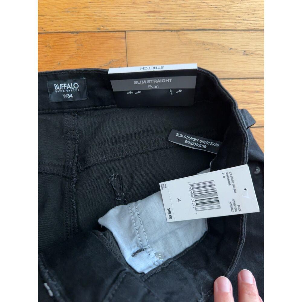 Buffalo David Bitton Evan Slim Straight Black Denim Shorts Mens 34 NWT Stretch - Picture 4 of 5